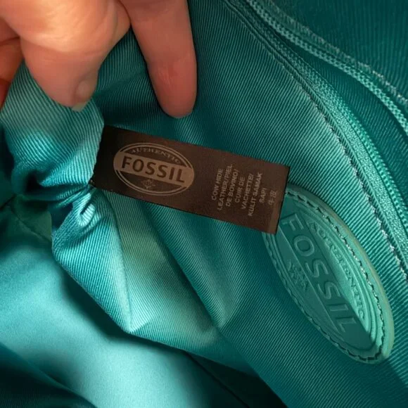 Rare Fossil Teal Satchel Leather Shoulder Bag Spring - Picture 8 of 11